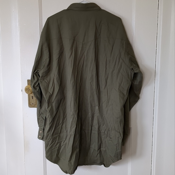 Schaefer Long Sleeve Button Down Shirt XXL Green Made In Texas USA 18 1/2 X 37 - Picture 4 of 9